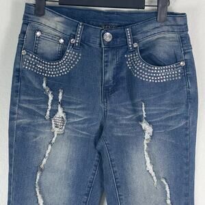 Venus Jeweled Embellished Distressed Bootcut Stretch Jeans (2)